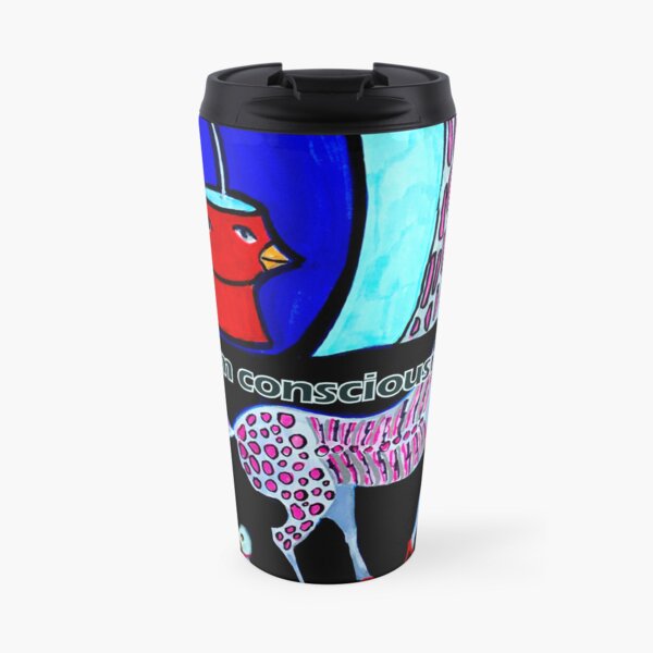 Stream Consciousness on a Horse with Birds and Apples Travel Coffee Mug