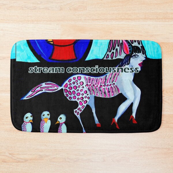 Stream Consciousness on a Horse with Birds and Apples Bath Mat
