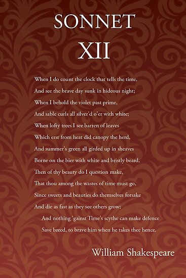 Sonnet 12 By Shakespeare Printable