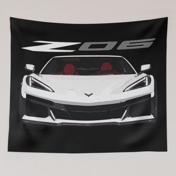 Item preview, C8 Arctic White Z06 c8r graphic car line art designed and sold by cowtownCOWBOY.