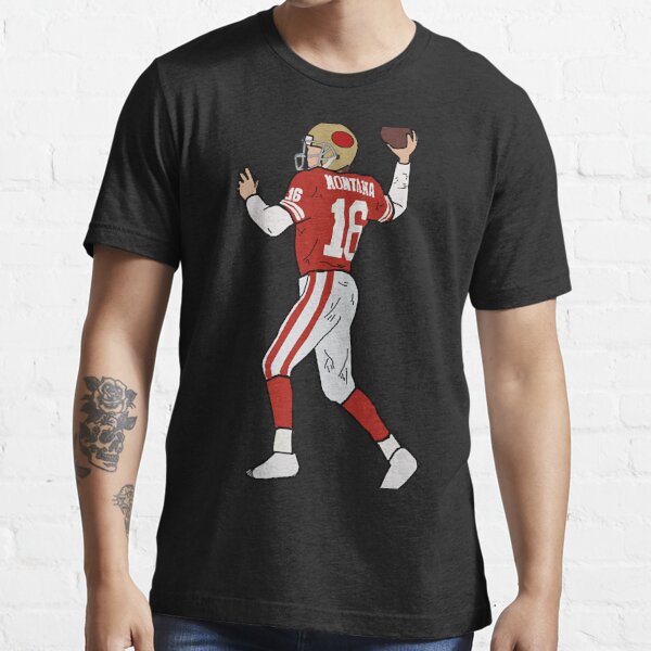 RED 49ers Joe Montana Joe Cool Pic LADIES V-NECK T-shirt ADULT