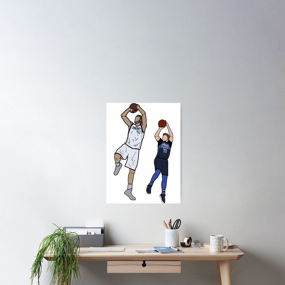 Dirk Nowitzki X Luka Doncic Signature One Leg Fadeaway Dallas Mavericks Poster Von