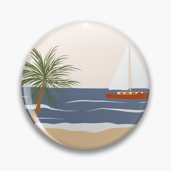 Item preview, Boat Art, Cruise Art, Waves Art, Oceanside Art, Seaside Resort Art, Ashore Art, Palm Tree Art, Boho Art, Boho Home Decor, Mid-Century Art designed and sold by Arty Mimi.