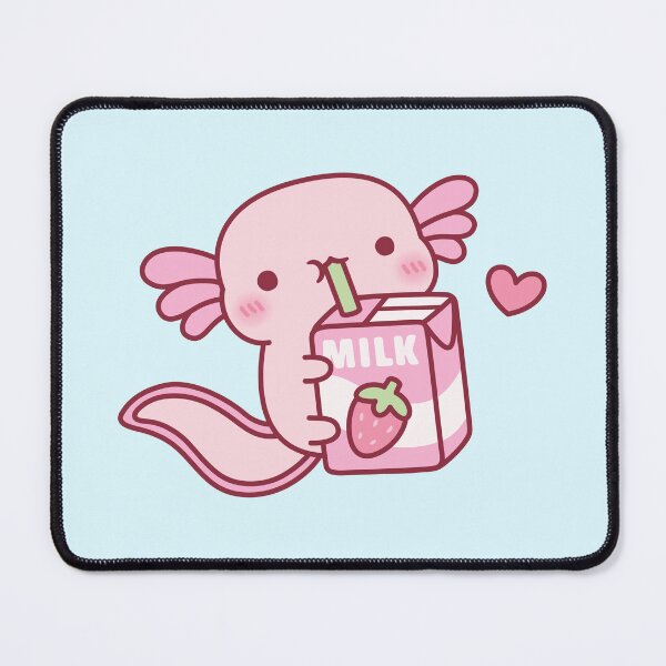 Item preview, Cute Pink Axolotl Loves Strawberry Milk designed and sold by rustydoodle.