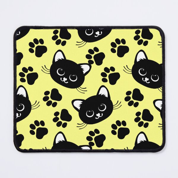 Item preview, cute black cats and paws black and white and yellow designed and sold by Tshirtk.