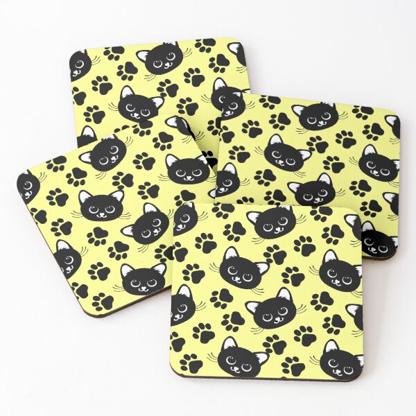 Item preview, cute black cats and paws black and white and yellow designed and sold by Tshirtk.