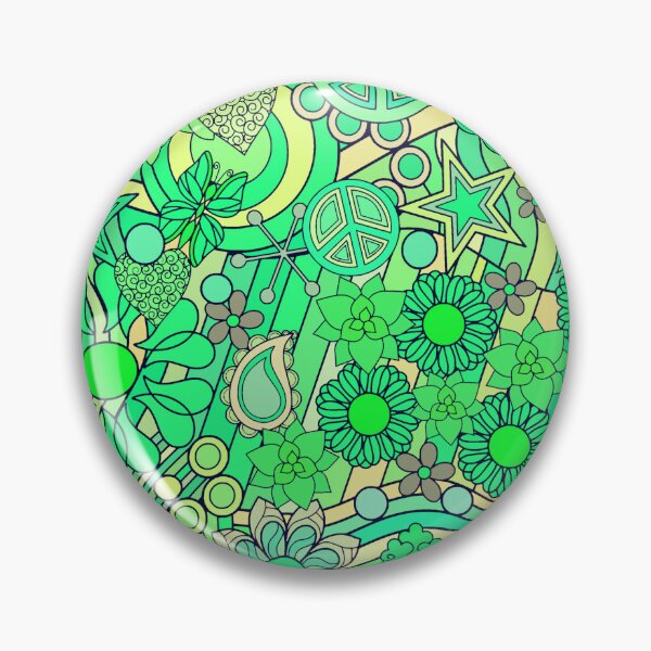 Item preview, Green Abstract Flower Power Hippy Hand drawn Art designed and sold by Alondra.