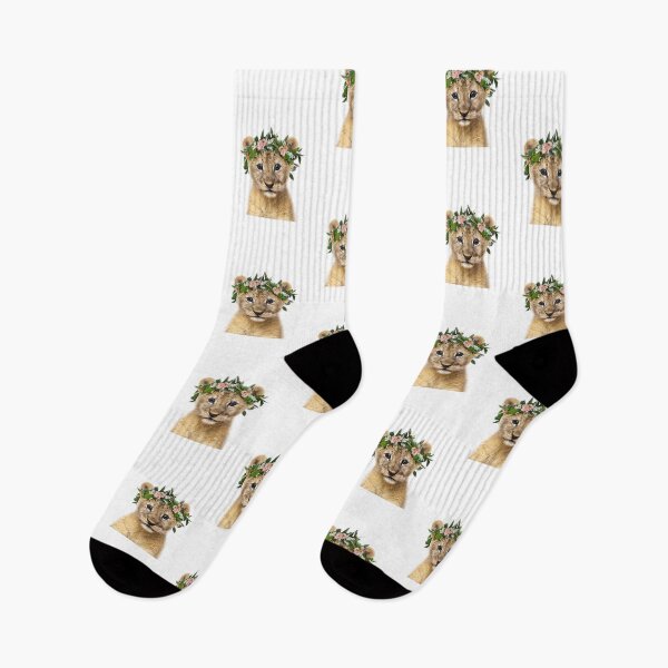 Artikelvorschau, Baby Löwe mit Blumenkrone, Baby Girl, Pink Nursery, Tierbabys Kunstdruck von Synplus entworfen und verkauft von stcherish.