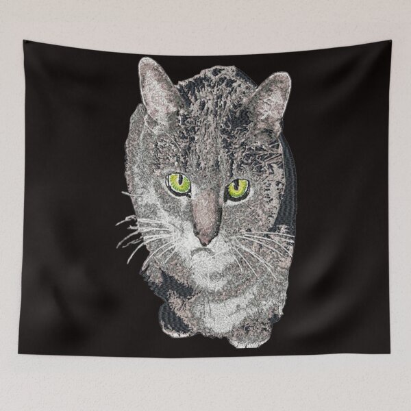 Item preview, Machine Embroidery, Cute Embroidered Kitty Cat for the Cat Lover, Stitch crafting, unique embroidered art designed and sold by RudolphBarnard.