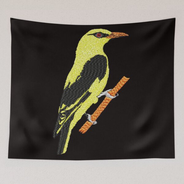 Item preview,  Machine embroidery, Beautiful Yellow Embroidered Bird for the Bird Lover, Stitch crafting, unique embroidered art designed and sold by RudolphBarnard.