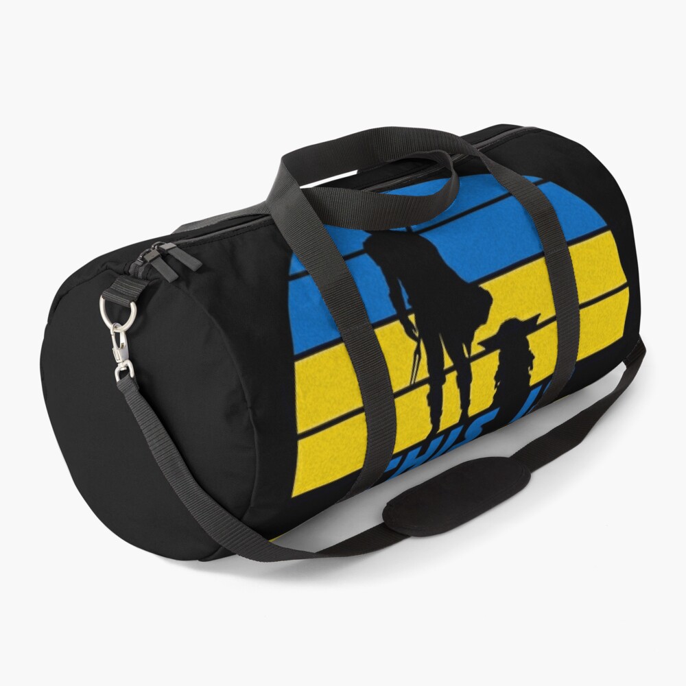 Retro This is The Way Mando Ukraine Flag blue and yellow sunset Duffle Bag