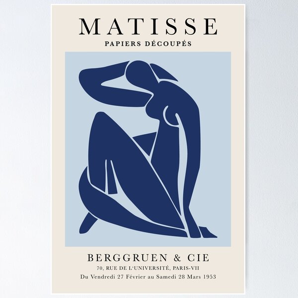 Item preview, Henri Matisse Nude, Papier Decoupes Art pastel blue color block, Matisse Cutout's Wall Art designed and sold by re-make-.