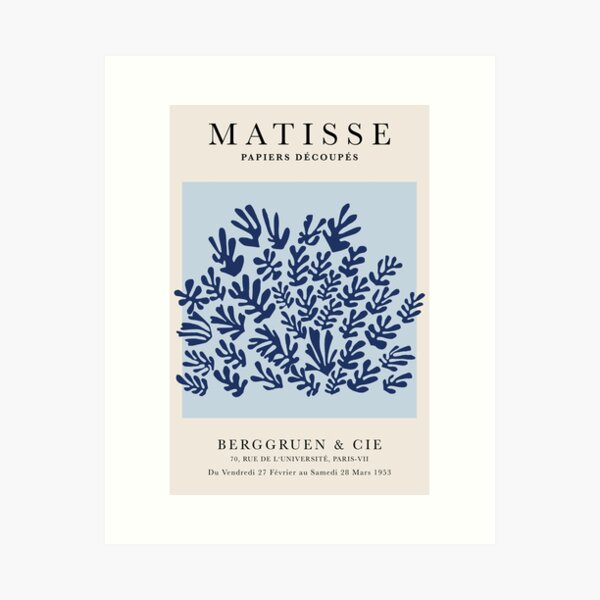 Item preview, Henri Matisse Flower, Papier Decoupes Art pastel blue color block, Matisse Cutout's, Matisse inspired sheaf designed and sold by re-make-.
