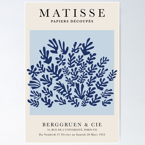 Item preview, Henri Matisse Flower, Papier Decoupes Art pastel blue color block, Matisse Cutout's, Matisse inspired sheaf designed and sold by re-make-.
