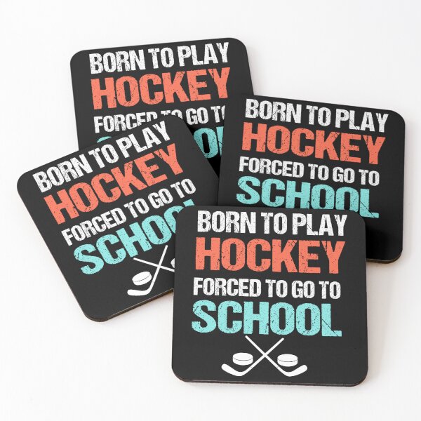 Aperçu de l'œuvre Né pour jouer au hockey forcé d'aller à l'école - cadeau drôle de hockey Sticker créée et vendue par mercedesfr47.