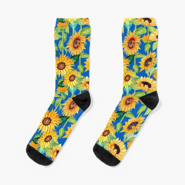 Watercolour Sunflowers for Ukraine Socks