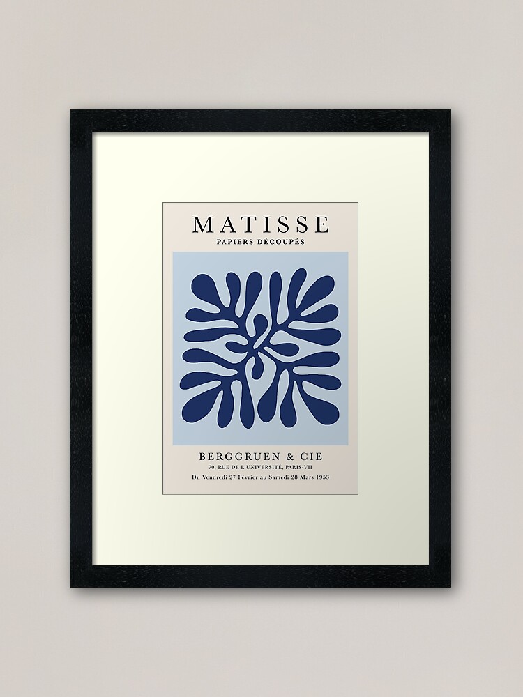 Henri Matisse Flower, Paper Decoupes Art pastel blue color block, Matisse  Cutout's Flower Framed Art Print by re-make