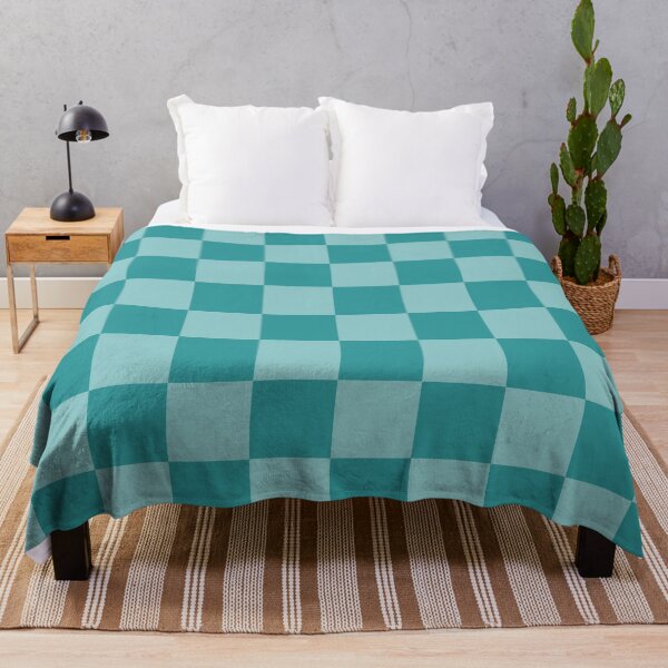 Item preview, teal checkered pattern, turquoise chequered designed and sold by Latte Design.