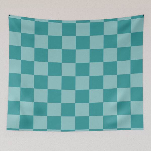 Item preview, teal checkered pattern, turquoise chequered designed and sold by Latte Design.
