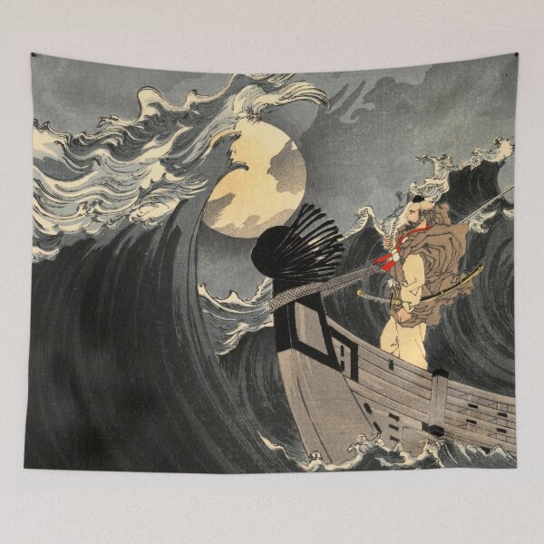 Item preview, Benkei Calming the Waves at Daimotsu Bay :Tsukioka Yoshitoshi  - One Hundred Aspects of the Moon  designed and sold by maryedenoa.