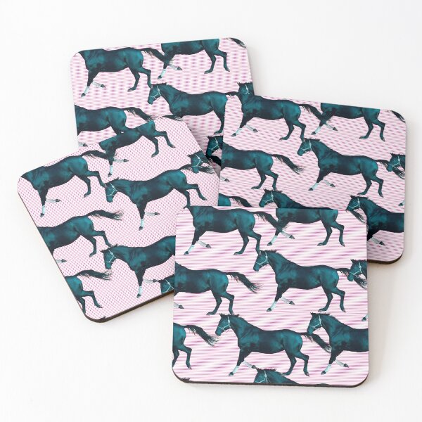 Item preview, Pop Art Horses March - Striking Black Horses Pink Background Design designed and sold by MrGiftee.