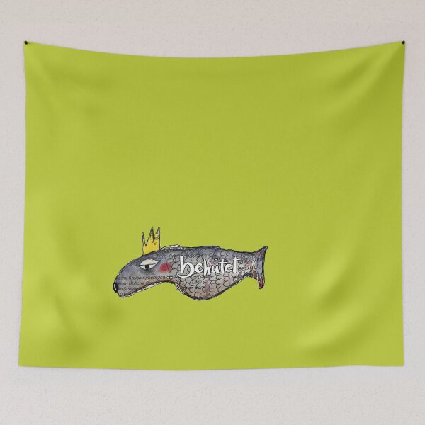 Item preview, Loyal, peaceful, unique fish as a collage with an inscription; "sheltered" designed and sold by freude-anfassen.