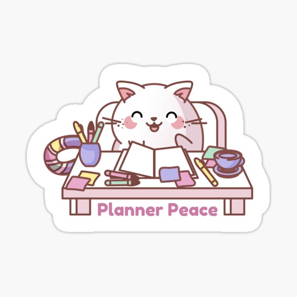 Planner peace | Smoo the cat | mental health journal and planner stickers Sticker