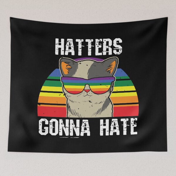 Item preview, Hatters Gonna Hate Rainbow Sunglasses Cat designed and sold by DAFIN.
