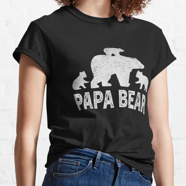 Mens Papa Bear Fathers Day Grandad Shirts, Fun 3 Cub Kid Grandpa