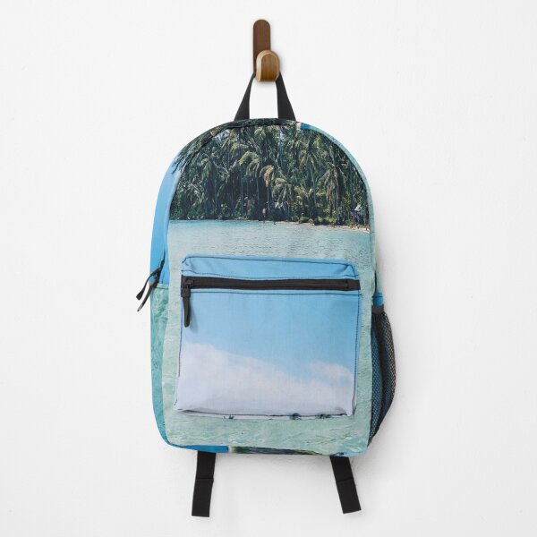Item preview, Distant view of a boat moored at an island covered with tropical trees designed and sold by BestDesign87.