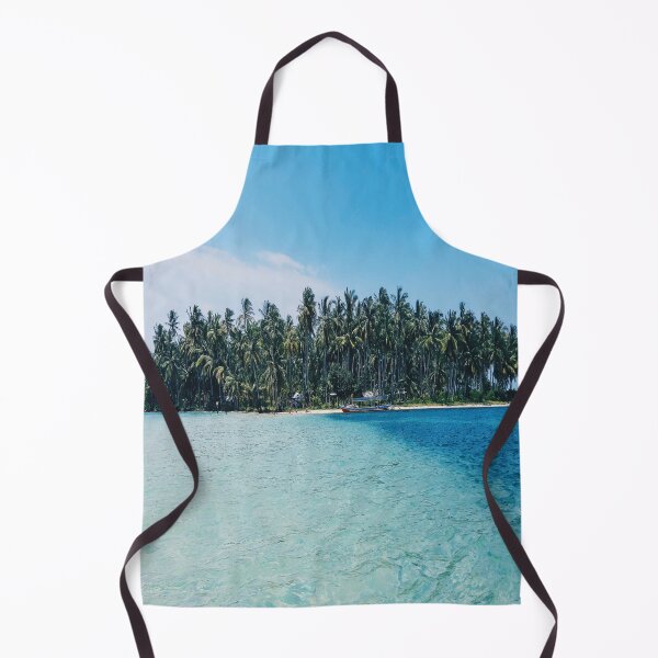 Item preview, Distant view of a boat moored at an island covered with tropical trees designed and sold by BestDesign87.