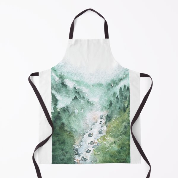 Item preview, Watercolor of a stream in the forest in fog designed and sold by Sanguinik.