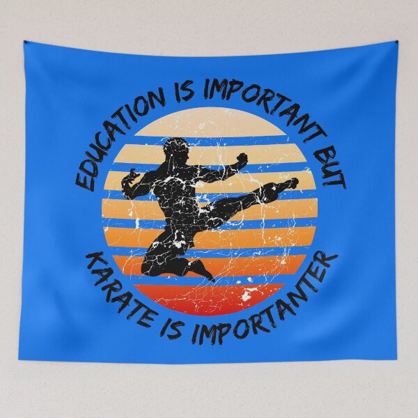 Item preview, Education Is Important But Karate Is Importanter Grunge Retro Sunset In Blue designed and sold by LuckyKermit.
