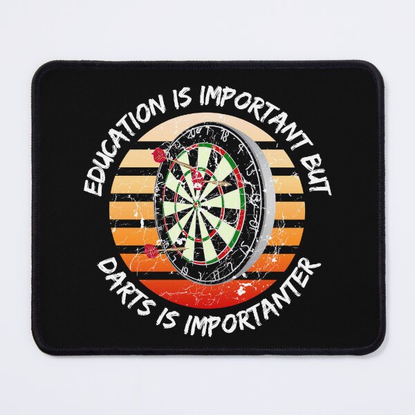 Item preview, Education Is Important But Darts Is Importanter Grunge Retro Sunset Dartboard In Black designed and sold by LuckyKermit.