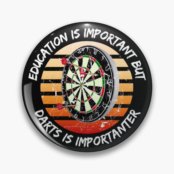 Item preview, Education Is Important But Darts Is Importanter Grunge Retro Sunset Dartboard In Black designed and sold by LuckyKermit.