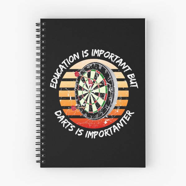 Item preview, Education Is Important But Darts Is Importanter Grunge Retro Sunset Dartboard In Black designed and sold by LuckyKermit.