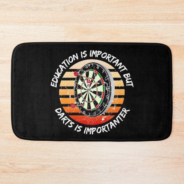 Item preview, Education Is Important But Darts Is Importanter Grunge Retro Sunset Dartboard In Black designed and sold by LuckyKermit.
