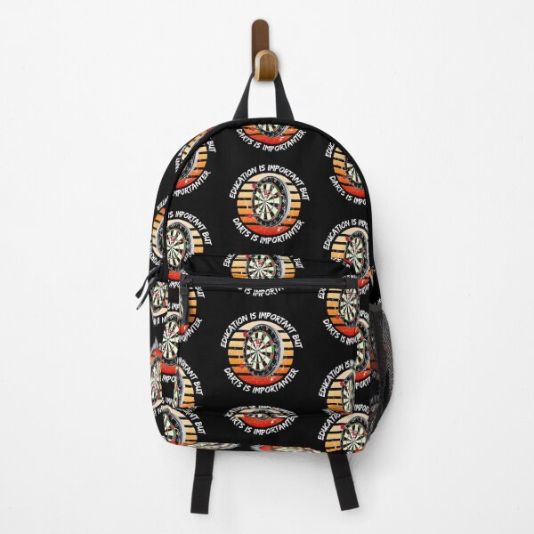 Item preview, Education Is Important But Darts Is Importanter Grunge Retro Sunset Dartboard In Black designed and sold by LuckyKermit.