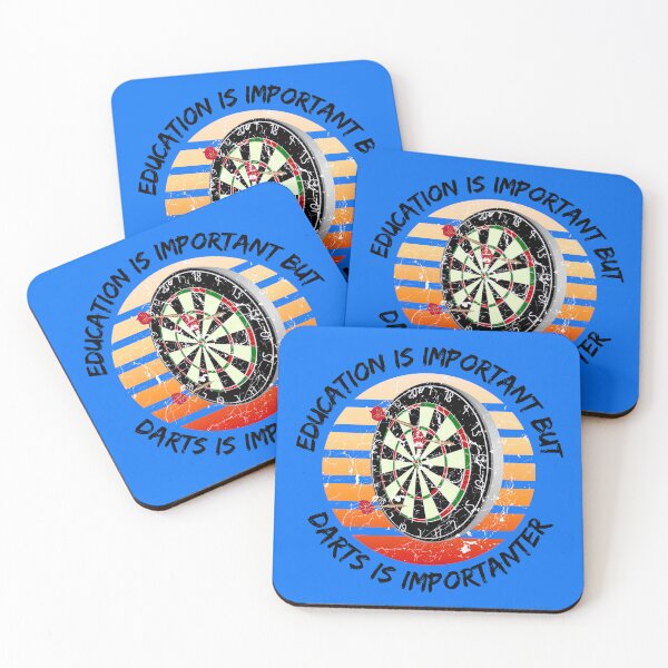 Item preview, Education Is Important But Darts Is Importanter Grunge Retro Sunset Dartboard In Blue designed and sold by LuckyKermit.