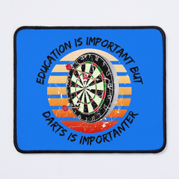 Item preview, Education Is Important But Darts Is Importanter Grunge Retro Sunset Dartboard In Blue designed and sold by LuckyKermit.