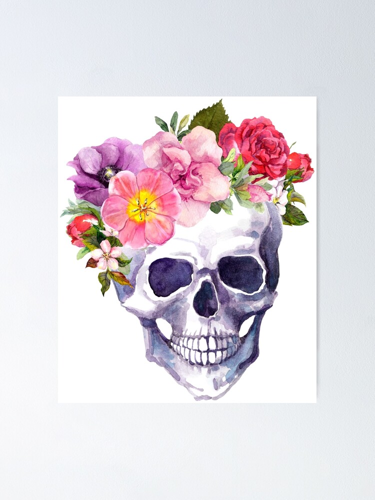 Skull with floral crown | Poster