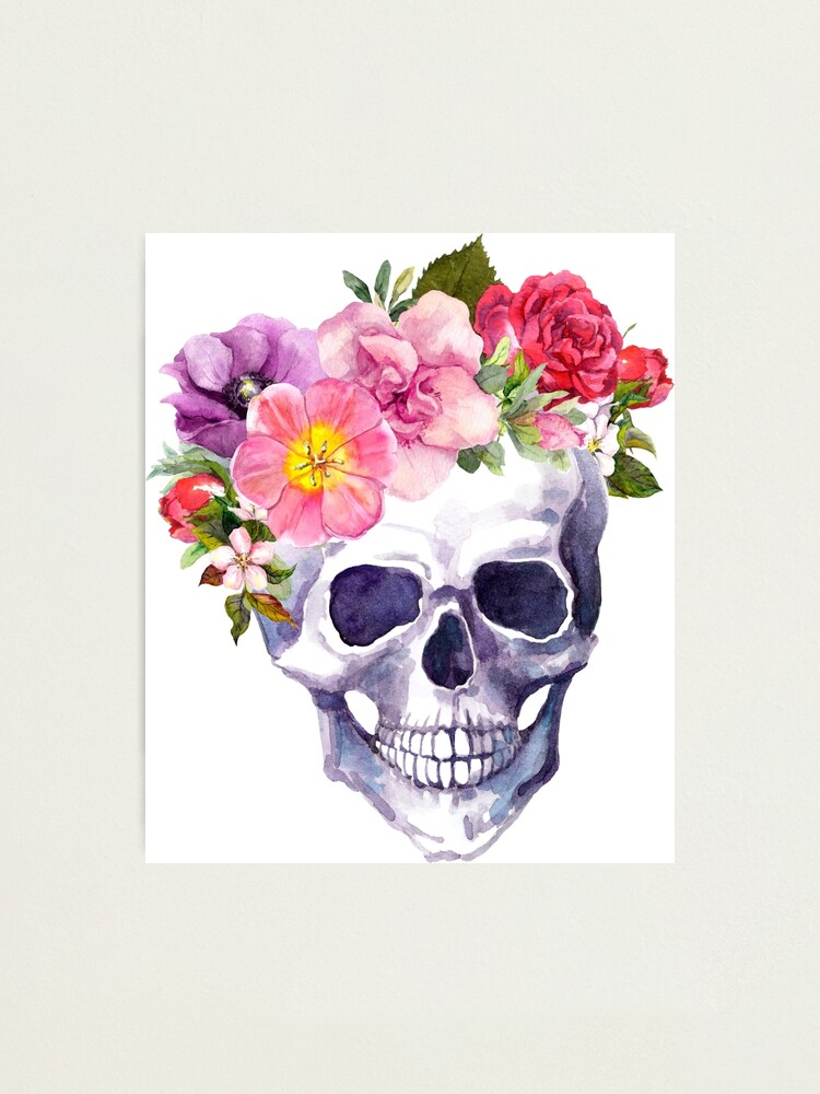 Skull with floral crown