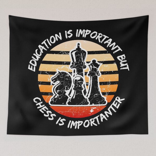Item preview, Education Is Important But Chess Is Importanter Grunge Retro Sunset Pieces In Black designed and sold by LuckyKermit.