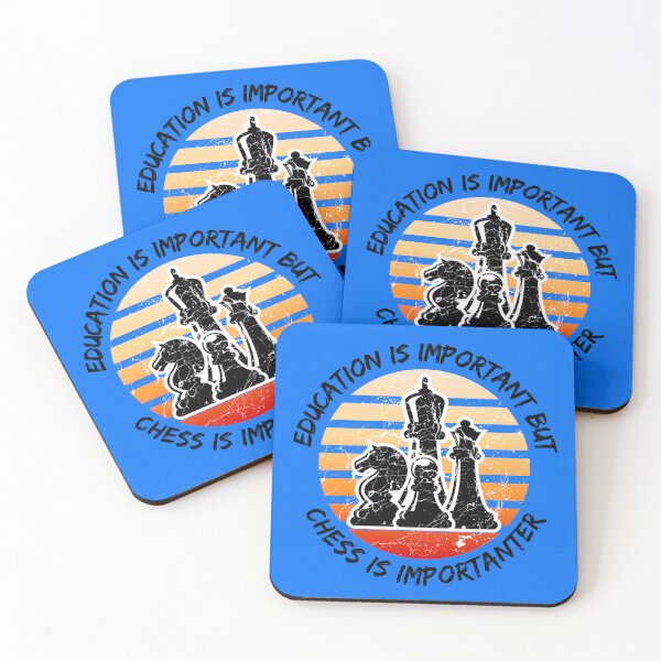 Item preview, Education Is Important But Chess Is Importanter Grunge Retro Sunset Pieces In Blue designed and sold by LuckyKermit.