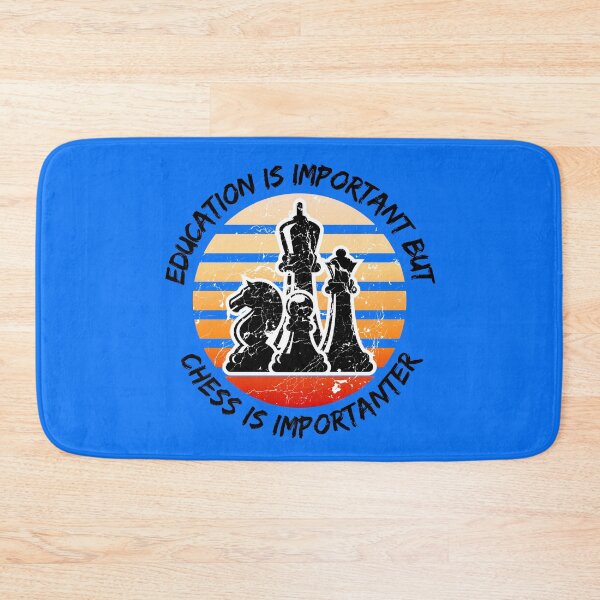 Item preview, Education Is Important But Chess Is Importanter Grunge Retro Sunset Pieces In Blue designed and sold by LuckyKermit.