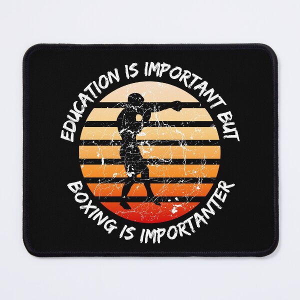 Item preview, Education Is Important But Boxing Is Importanter Grunge Retro Sunset Boxer In Black designed and sold by LuckyKermit.
