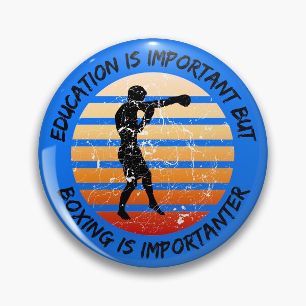 Item preview, Education Is Important But Boxing Is Importanter Grunge Retro Sunset Boxer In Blue designed and sold by LuckyKermit.