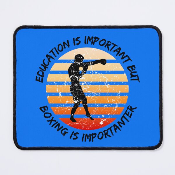 Item preview, Education Is Important But Boxing Is Importanter Grunge Retro Sunset Boxer In Blue designed and sold by LuckyKermit.