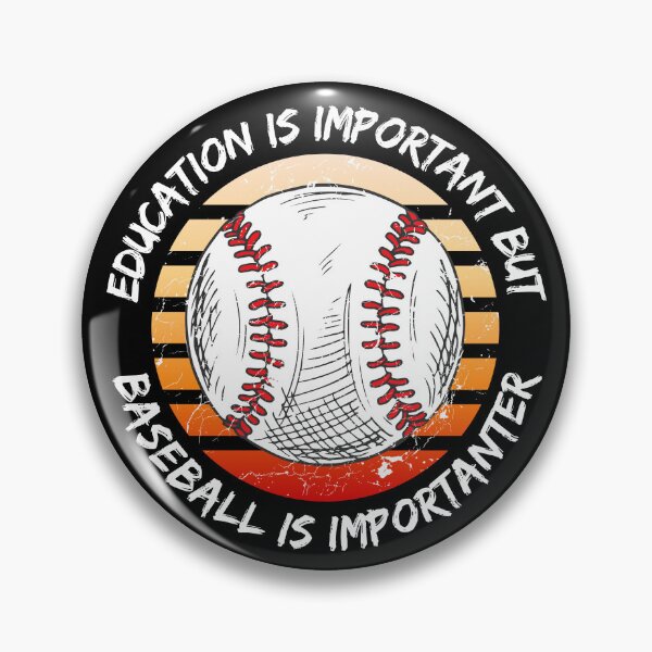 Item preview, Education Is Important But Baseball Is Importanter Grunge Retro Sunset Ball In Black designed and sold by LuckyKermit.