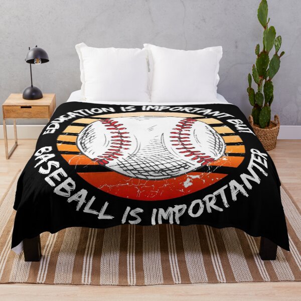 Item preview, Education Is Important But Baseball Is Importanter Grunge Retro Sunset Ball In Black designed and sold by LuckyKermit.